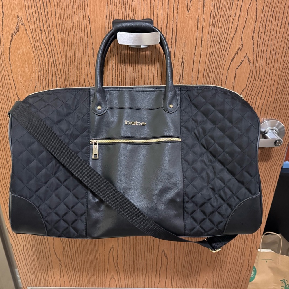 Bebe Black Quilted Duffel Bag